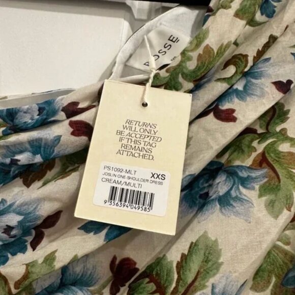 NWT Posse Joslin Asymmetric Printed Cotton-Blend Maxi Dress Color MEADOW sz XXS - Picture 3 of 5